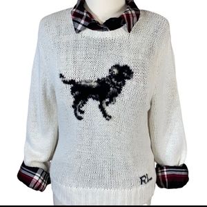 Ralph Lauren Sport Women's Classic Linen Blend Labrador Retriever Dog Sweater